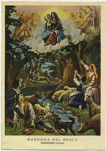 Cartolina rappresentante l'apparizione della Madonna