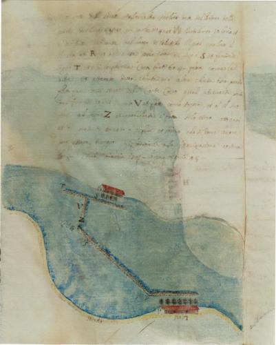 Disegno del fiume Adda con descrizione.